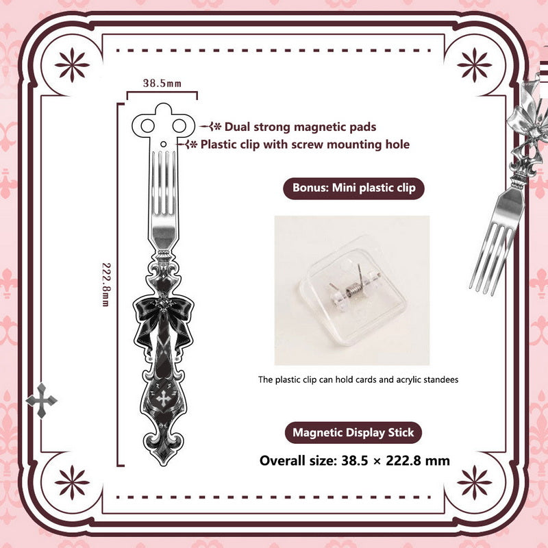 Gothic Fork-Style Acrylic Magnetic Badge Display Stick product view | anime ita bag | Myitabag