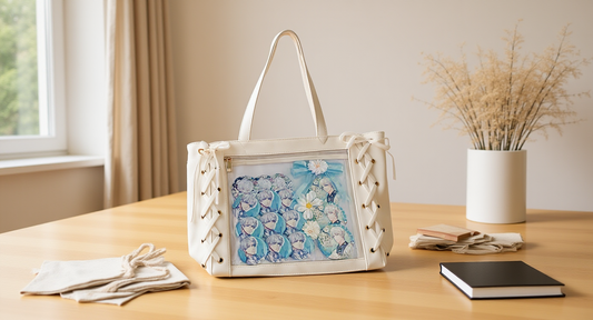 Ita bag in a lifestyle setting: a sunlit styling table