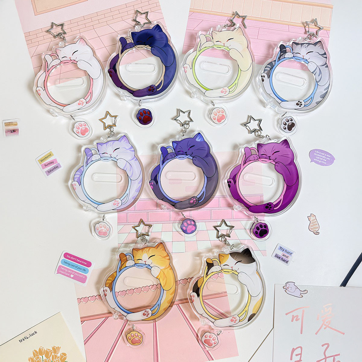 Cute Cat Acrylic Badge Decoration Charm 丨 Myitabag