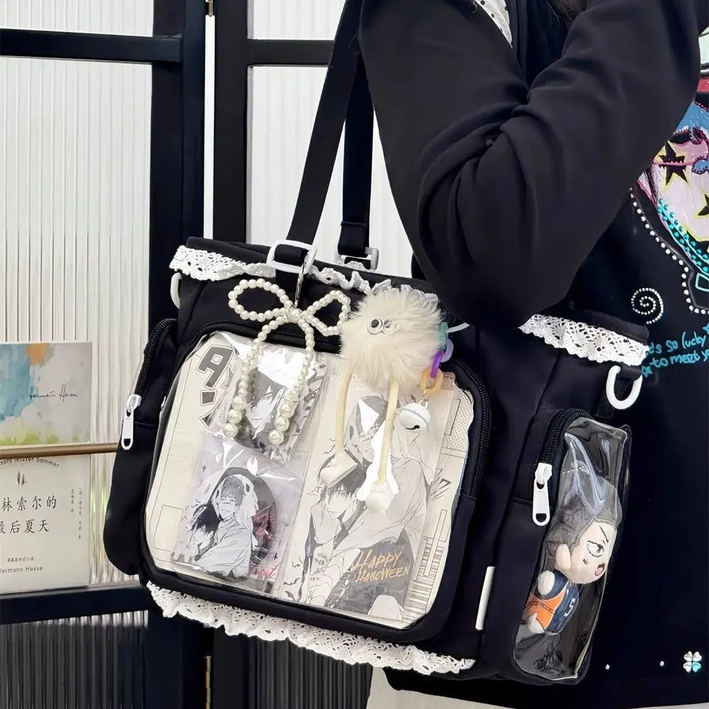Lace Charm Ita Tote Shoulder Bag with Clear Window 丨 Myitabag