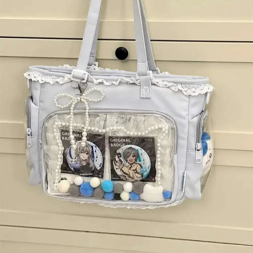 Lace Charm Ita Tote Shoulder Bag with Clear Window 丨 Myitabag