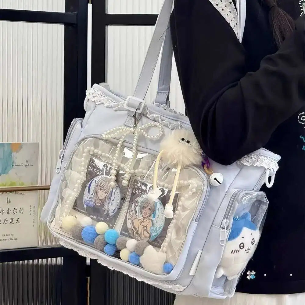 Lace Charm Ita Tote Shoulder Bag with Clear Window 丨 Myitabag