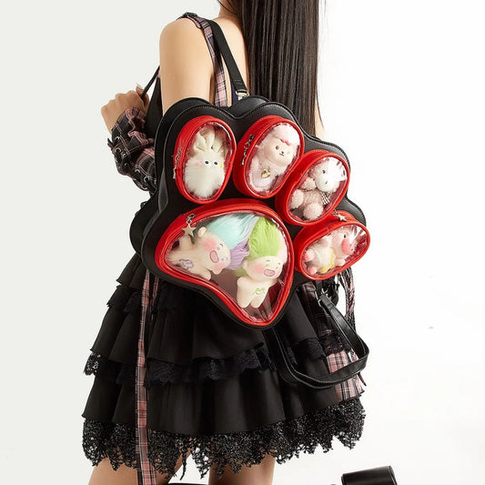 Multi-Pocket Kawaii Paw Crossbody Bag 丨 Myitabag