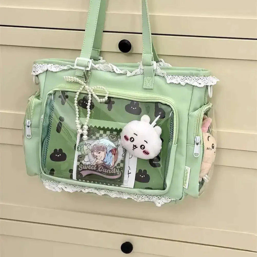Lace Charm Ita Tote Shoulder Bag with Clear Window 丨 Myitabag