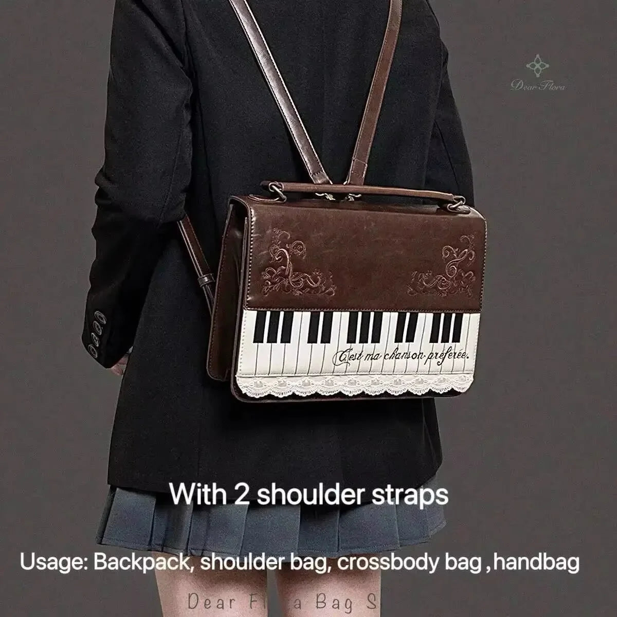 Vintage Piano Ita Bag | Brown Crossbody Shoulder Bag | Myitabag