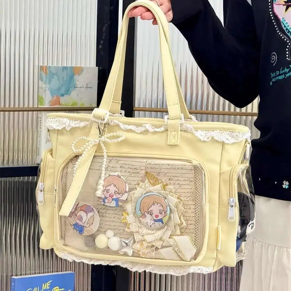 Lace Charm Ita Tote Shoulder Bag with Clear Window 丨 Myitabag
