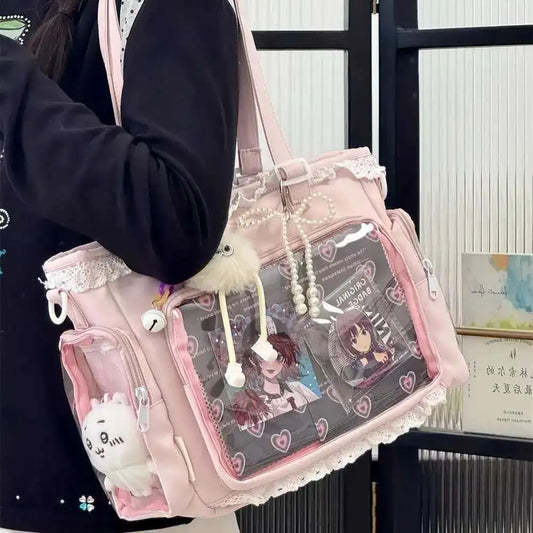 Lace Charm Ita Tote Shoulder Bag with Clear Window 丨 Myitabag