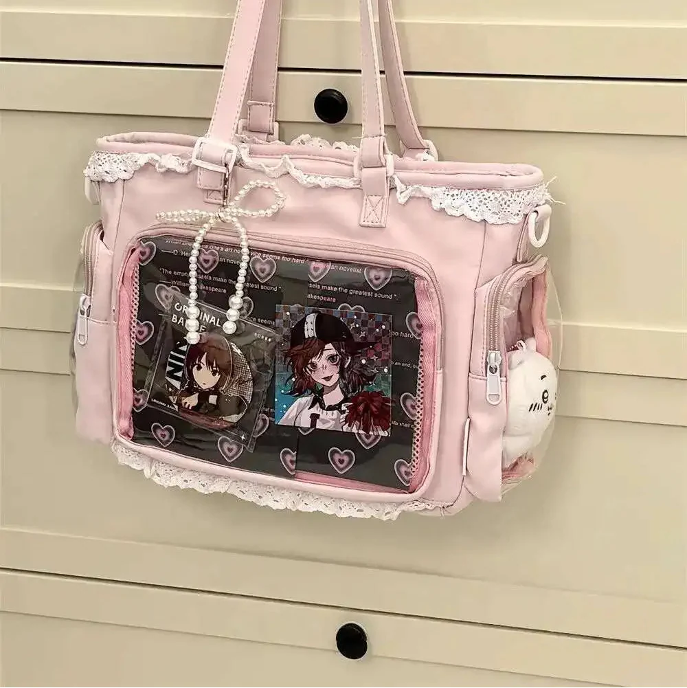 Lace Charm Ita Tote Shoulder Bag with Clear Window 丨 Myitabag
