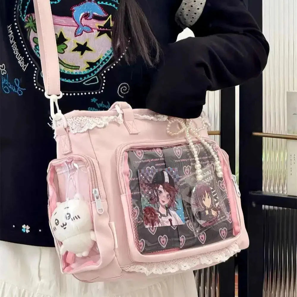 Lace Charm Ita Tote Shoulder Bag with Clear Window 丨 Myitabag