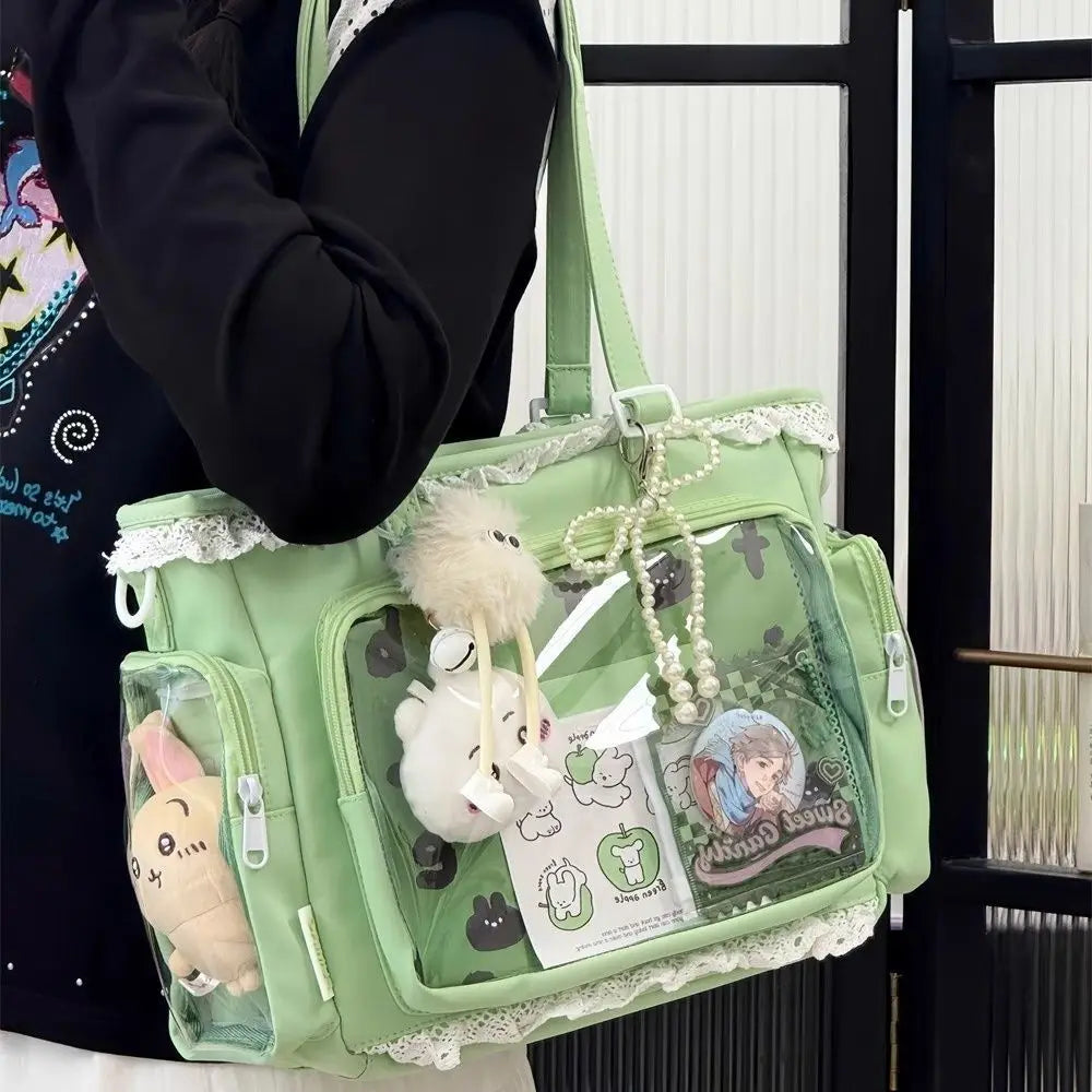 Lace Charm Ita Tote Shoulder Bag with Clear Window 丨 Myitabag