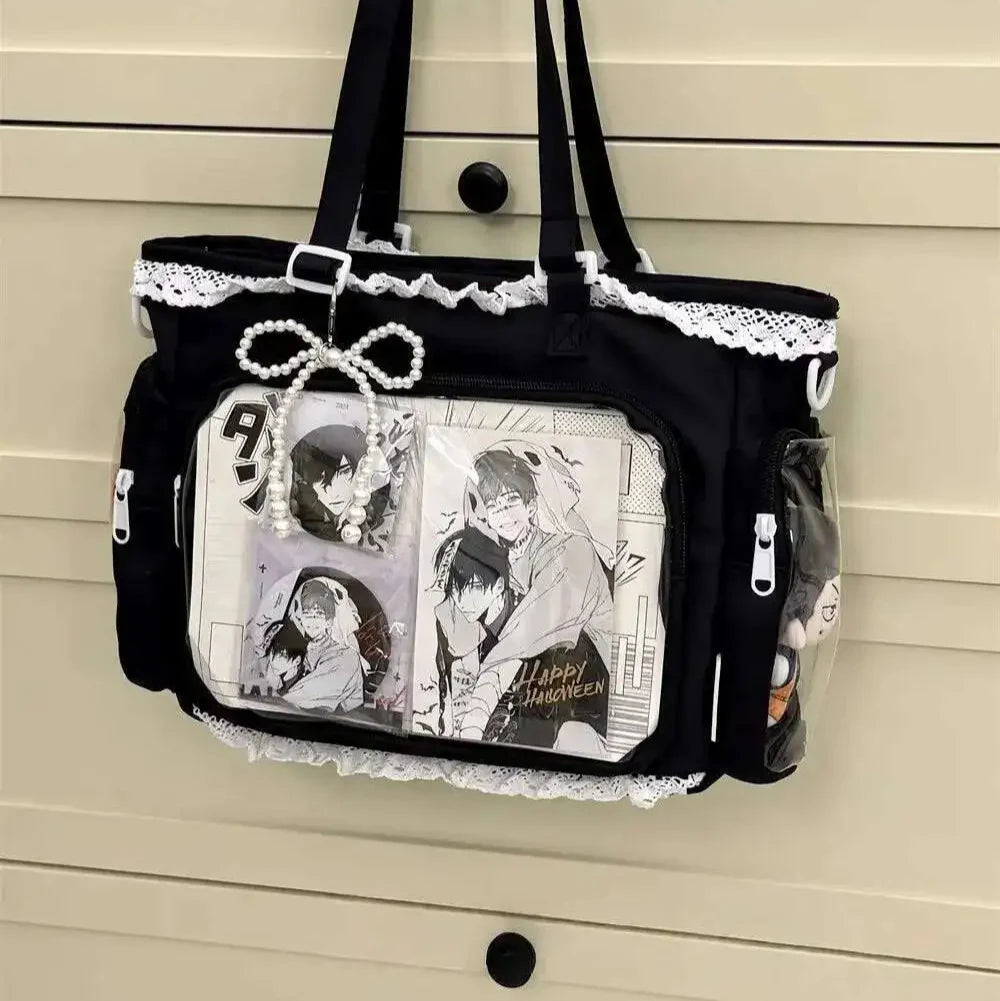 Lace Charm Ita Tote Shoulder Bag with Clear Window 丨 Myitabag