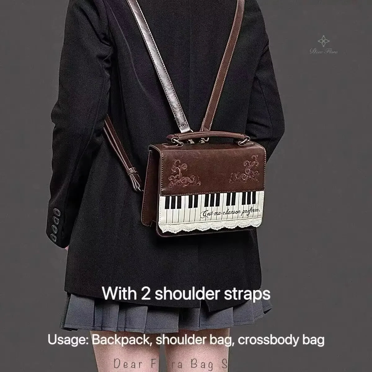 Vintage Piano Ita Bag | Brown Crossbody Shoulder Bag | Myitabag