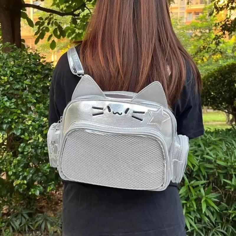 Silver Cat Ita Backpack Harajuku Style 丨 Myitabag