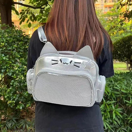 Silver Cat Ita Backpack Harajuku Style 丨 Myitabag